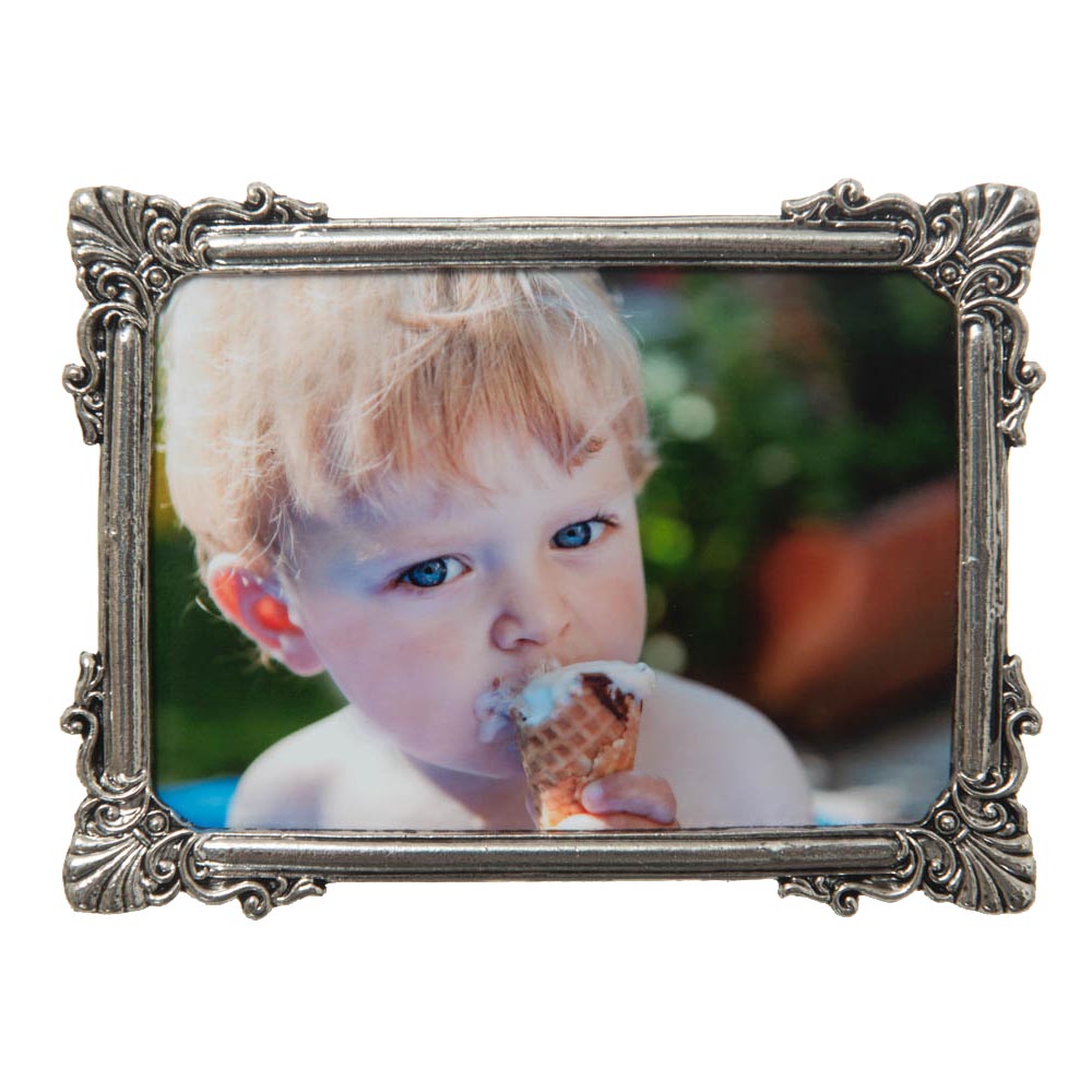 Verzilverd Hoekornament fotolijstje